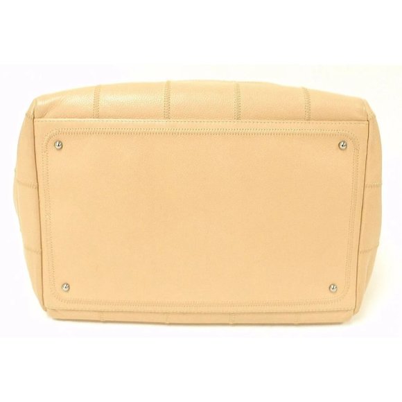 AUTHENTIC 2004 CHANEL LAX SQUARE STITCH CAFE o'LAIT SOFT CAVIAR LEATHER HANDBAG - Picture 5 of 12